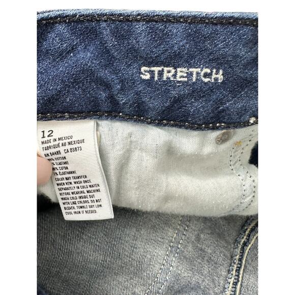 Denim & Co Dark Rinse Distressed Cut Off Denim Jean Shorts Women's Sz 12 - Picture 6 of 7